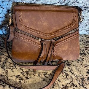 Tan Crossbody Purse 8”H x 10”W